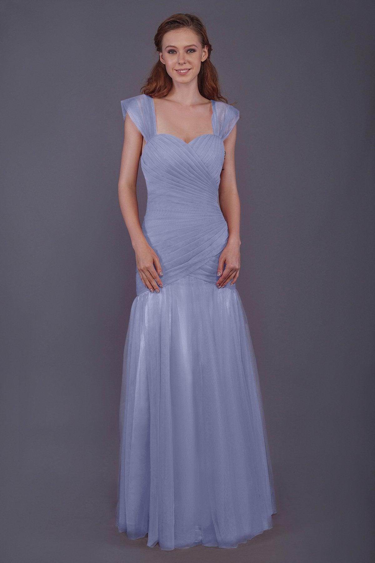 Trumpet-Mermaid Floor Length Tulle Bridesmaid Dress PR3500 - COCOMELODY